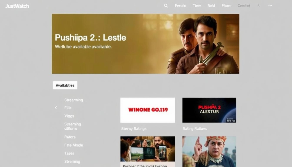 JustWatch platform showing where to stream Pushpa 2: The Rule