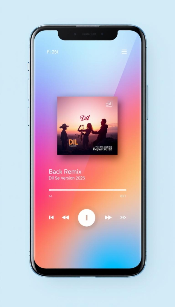 Mobile phone displaying Dil Se Remix Version 2025 on music player app