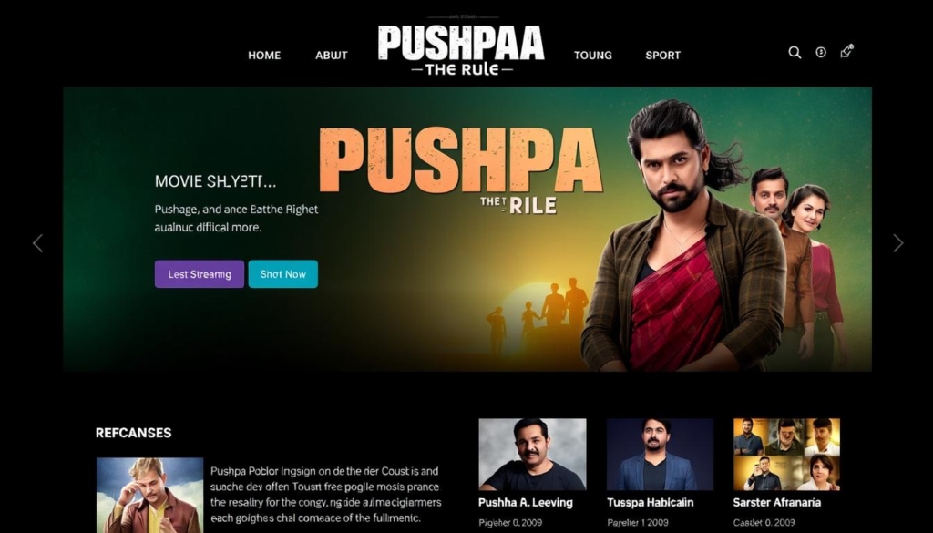 Official movie website for Pushpa 2: The Rule showing streaming options