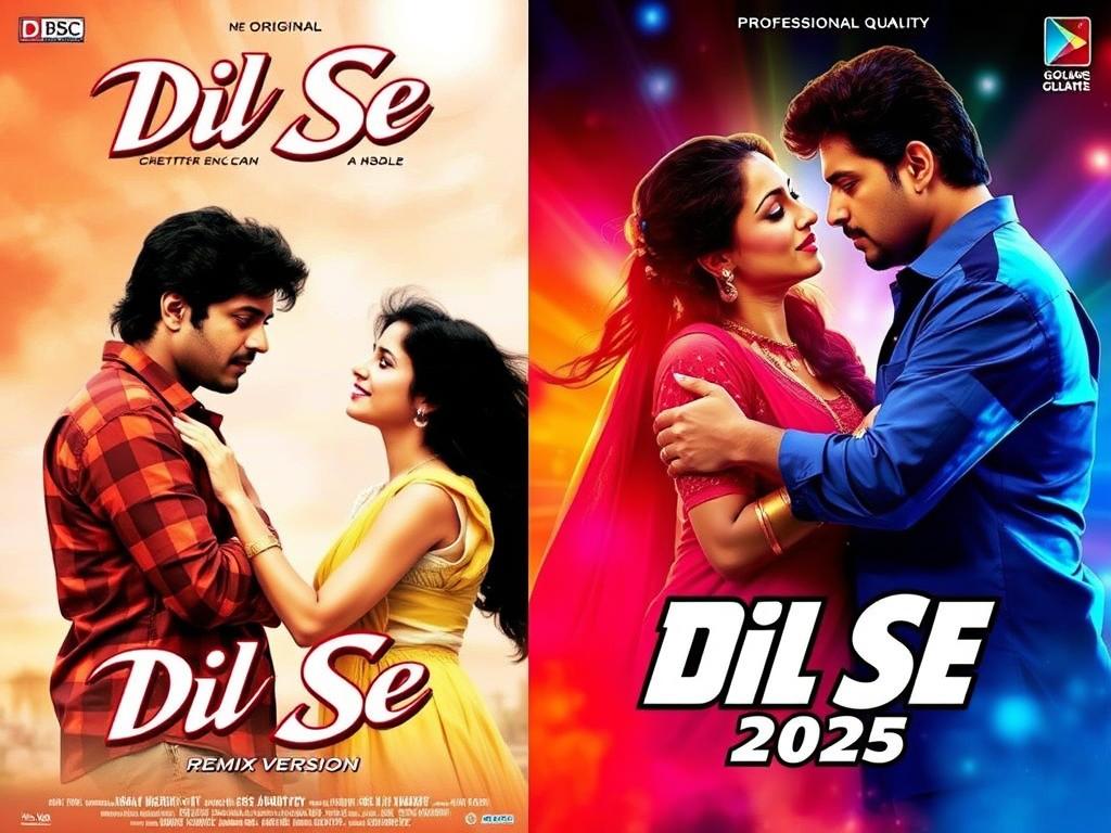 Original Dil Se movie poster compared with 2025 remix artwork