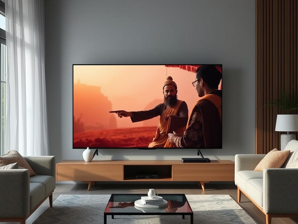 Smart TV displaying Pushpa 2: The Rule in 4K quality