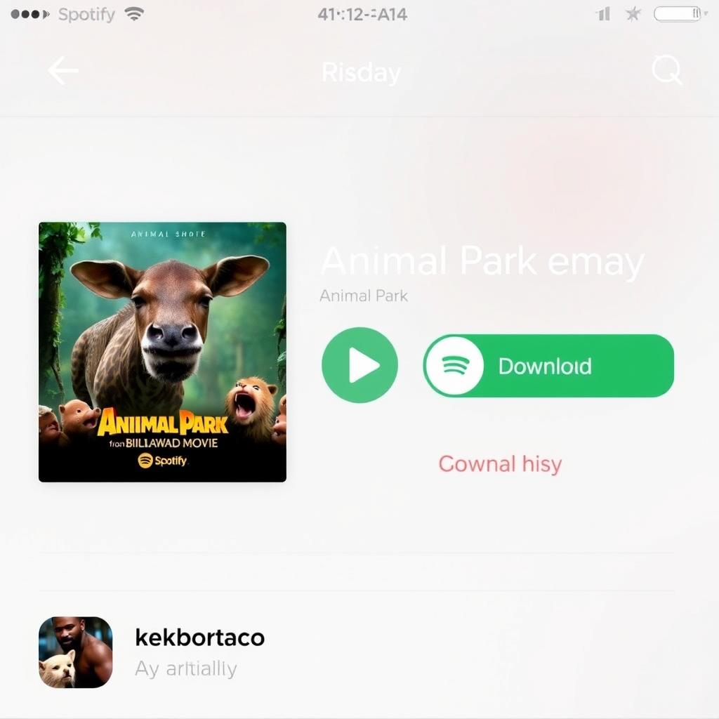 Spotify logo and interface showing Animal Park Anthem ready for download