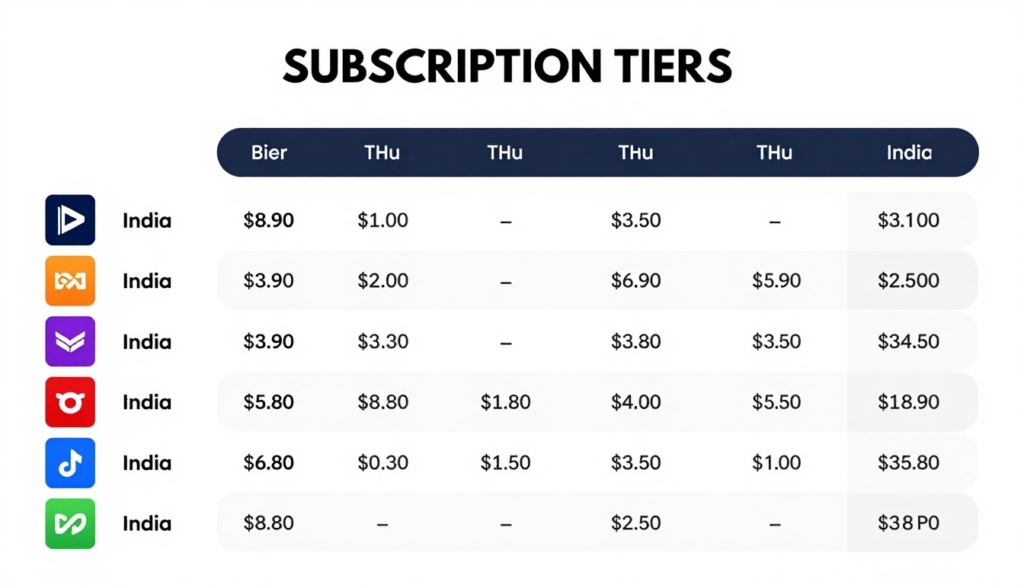 India streaming platform subscription price comparison chart
